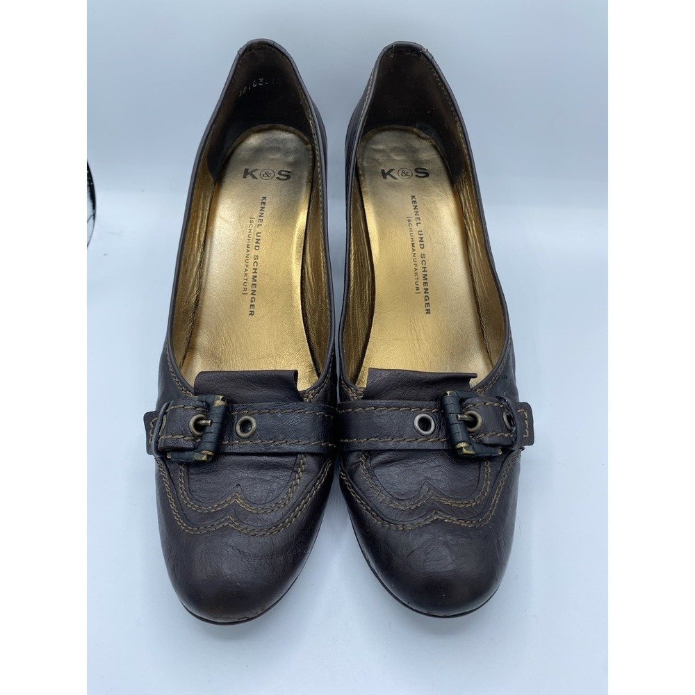 Kennel und Schmenger Brown Leather Priest Strap 3" Heels UK 6.5 Dark Academia